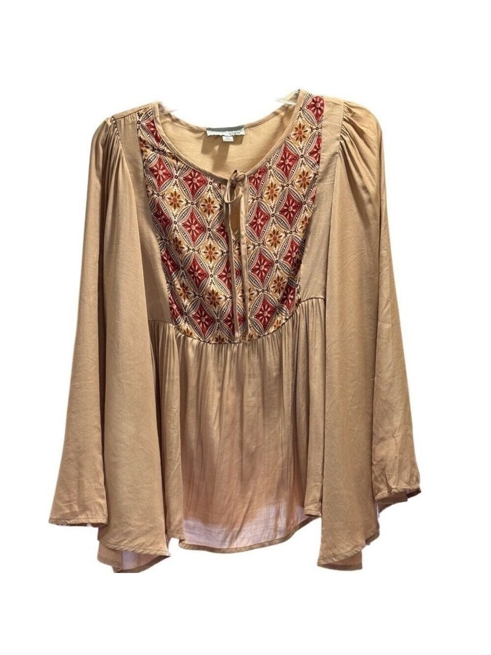 Boho Bell Sleeve Shirt Women's Medium - Picture 2 of 7